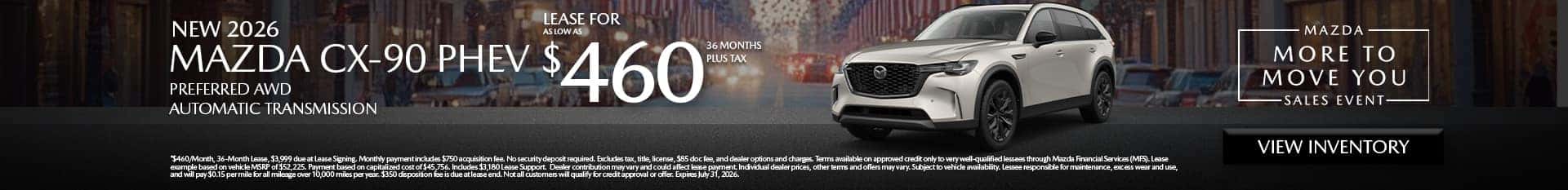 Image of Special lease offer on CX-90 PHEV at Mazda of Claremont