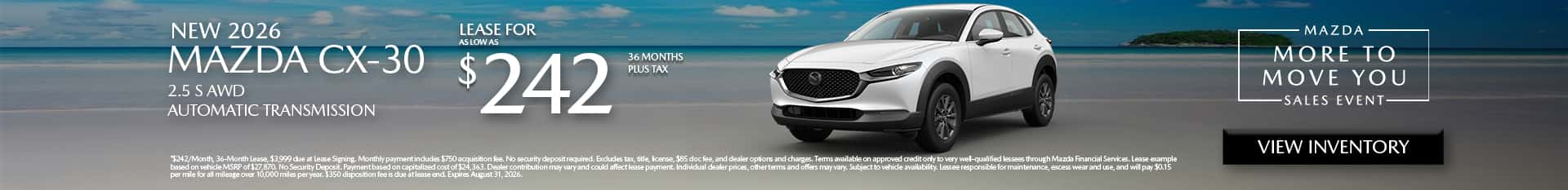 Image of Special Lease Offer on Mazda CX-30 at Mazda of Claremont