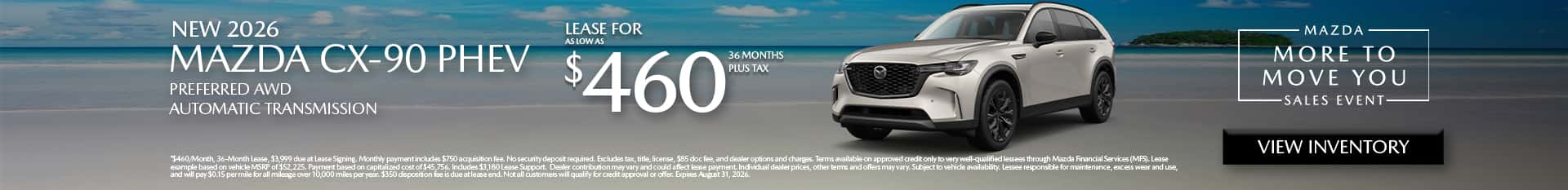 Image of Special lease offer on CX-90 PHEV at Mazda of Claremont