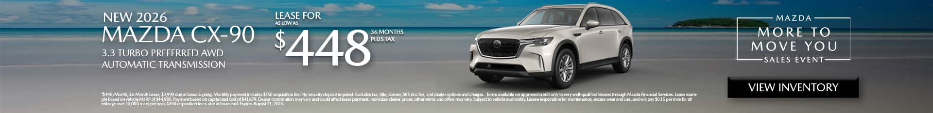 Image of Special Lease Offer on 2026 CX-90 at Mazda of Claremont