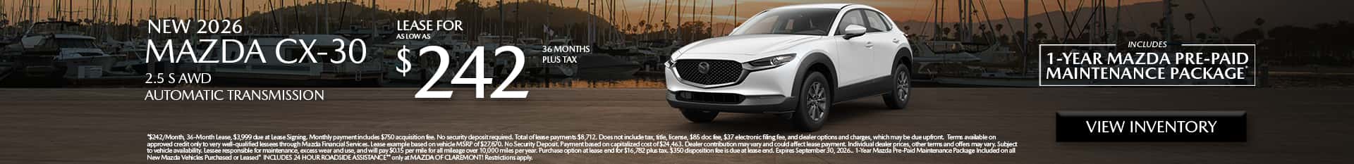 Image of Special Lease Offer on Mazda CX-30 at Mazda of Claremont