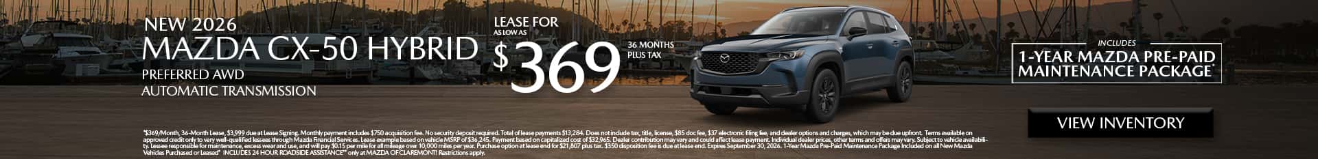 Image of Special lease offer on CX-50 Hybrid at Mazda of Claremont