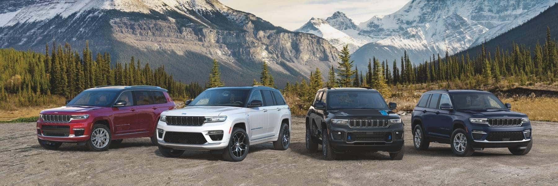 Jeep Lineup - Mountains in background