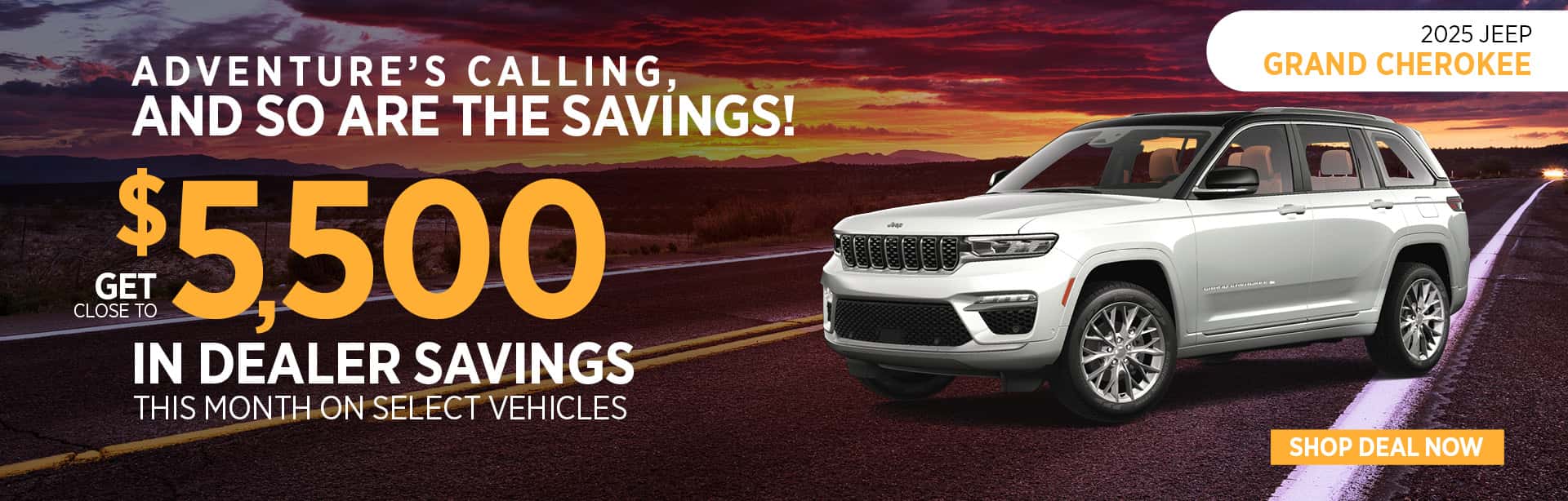 2025 Grand Cherokee Jeep - May APR Savings Desktop Slide