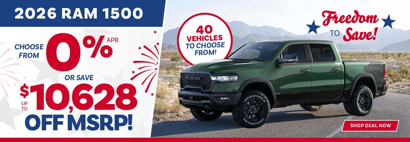 2026 Ram 1500 July APR or Savings Offer Desktop Slide