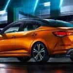 Orange Nissan Sentra rear view