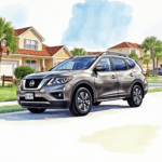 Nissan SUV parked in a suburban Jacksonville neighborhood