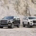 (L to R) 2021 GMC Yukon Denali and AT4