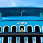 Rubber duck on a blue Jeep Wrangler