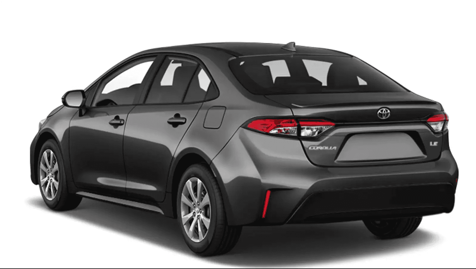 Dark grey Toyota Corolla LE rear exterior