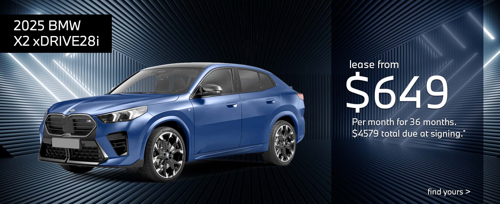 2025 BMW X2 xDRIVE28i - lease from $649 a month for 36 months with $4579 due at signing