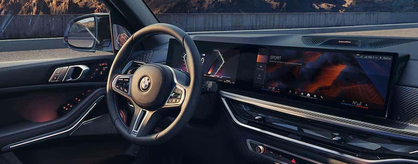 The black interior and dash in a 2026 BMX X7.