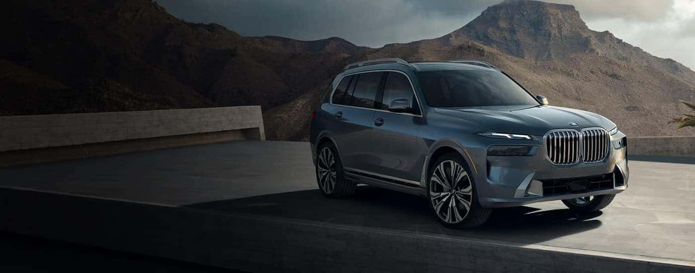 A parked silver 2026 BMW X7 for sale in Roanoke.