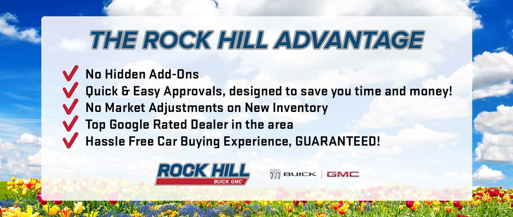 The Rock Hill Advantage ✔️No Hidden Add-Ons ✔️ Quick & Easy Approvals, designed to save you time and money! ✔️No Market Adjustments or New Inventory ✔️ Top Google Rated Dealer in the area ✔️ Hassle Free Car Buying Experience, GUARANTEED!