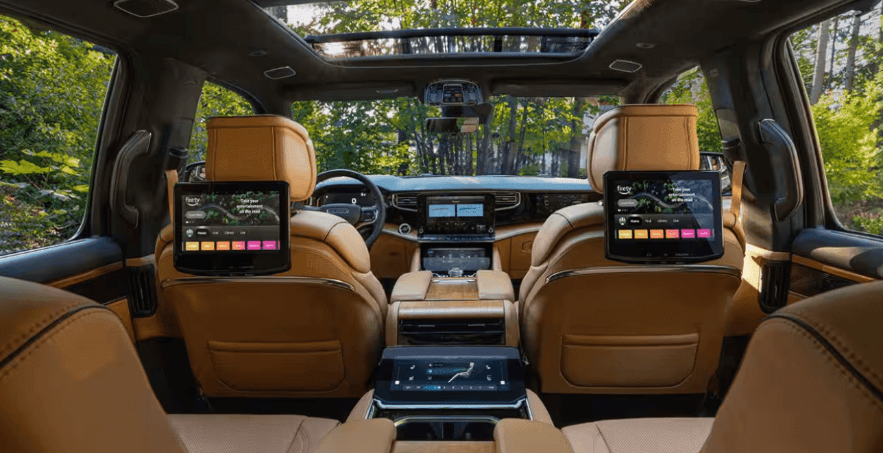 Interior of the Jeep Grand Wagoneer available for sale in Alvin, TX at Ron Carter CDJR
