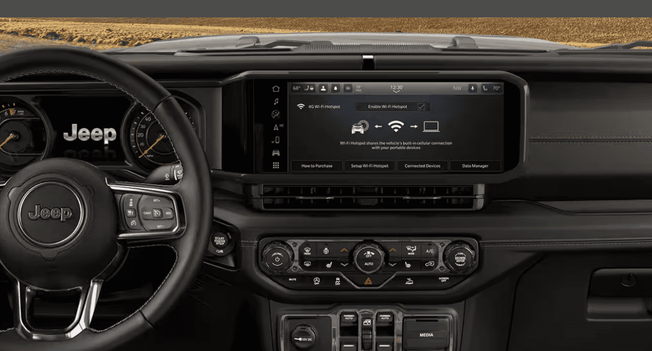 Interior of the 2026 Jeep Wrangler available for sale in Alvin, TX at Ron Carter CDJR
