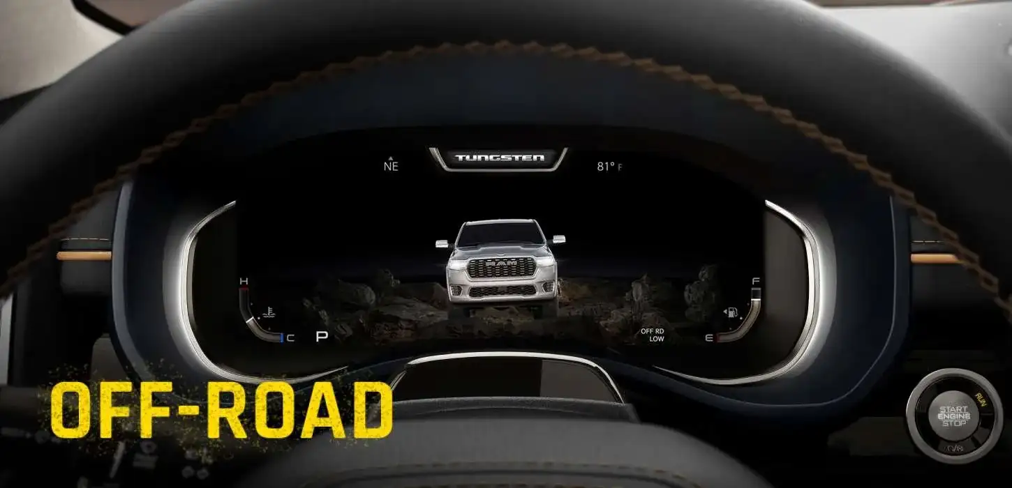 Digital cluster display showing Off-Road drive mode