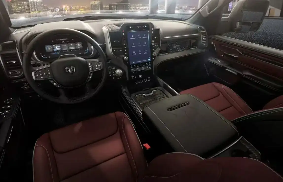 2027 RAM 1500 front cabin with center touchscreen