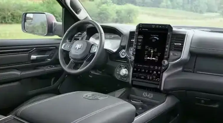 2027 RAM 1500 Rebel interior with leather-trimmed bucket seats