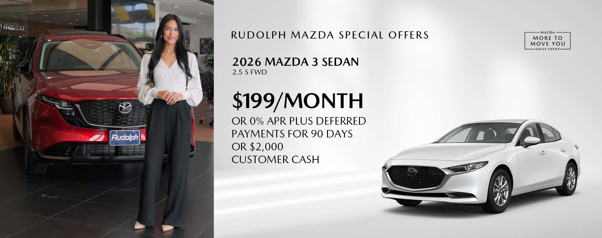 Mazda3 Sedan - $199/mo or 90 day no payment or $2000 Customer Cash