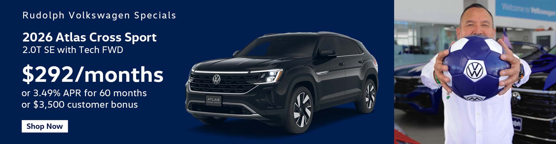 Atlas Cross Sport - $292/mo or 3.49% APR or $3500 Customer Cash