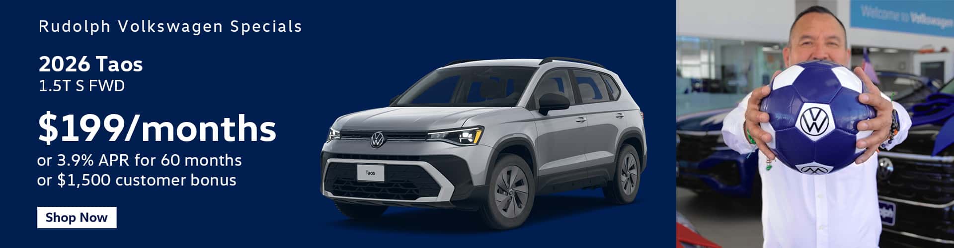 Taos - $ 199/mo or 3.9% APR or $1500 Customer Bonus