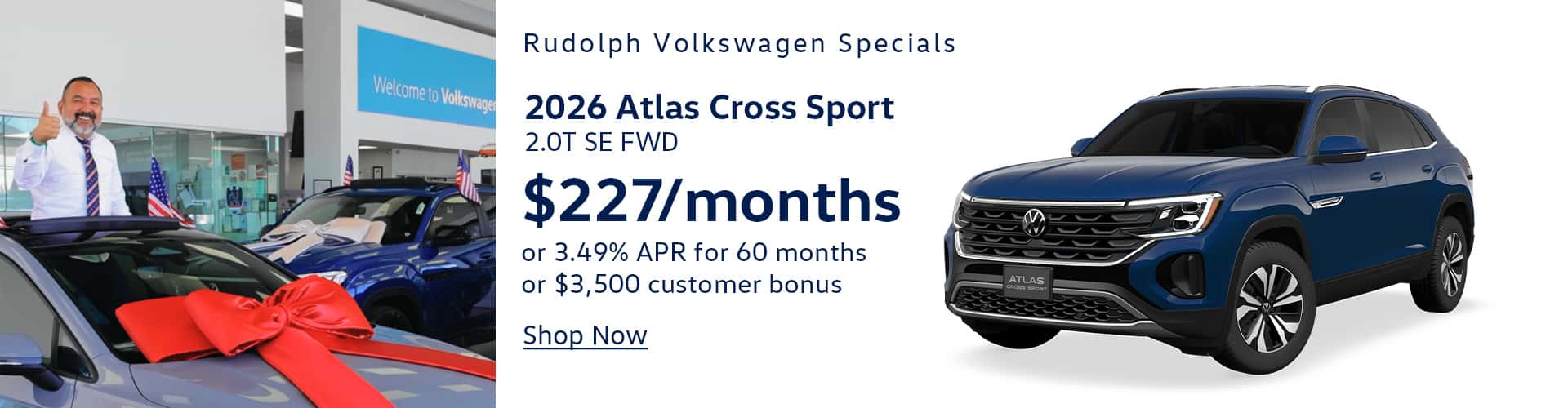 2026 VW Atlas Cross Sport - $227.mo or 3.49% APR or $3500 Customer Bonus