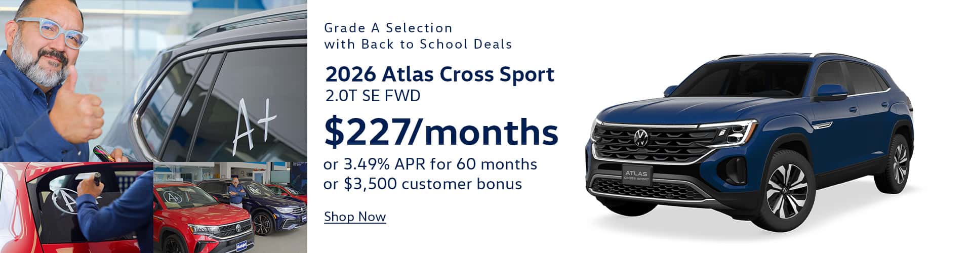 2026 VW Atlas Cross Sport - $227.mo or 3.49% APR or $3500 Customer Bonus