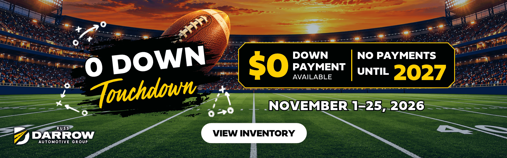 0 Down Touchdown - $0 down payment available and no payments until 2027 at Russ Darrow Chrysler Dodge Jeep Ram of West Bend