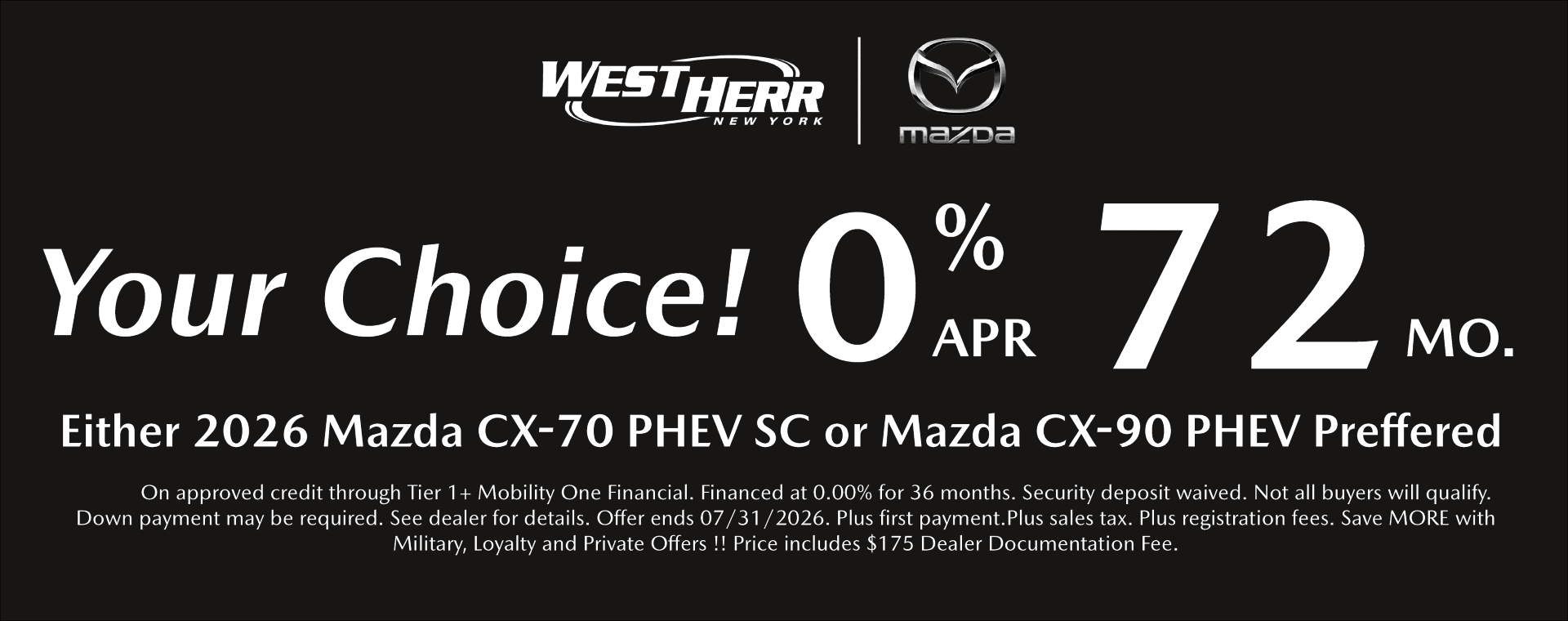 0% for 72 Financing Offer