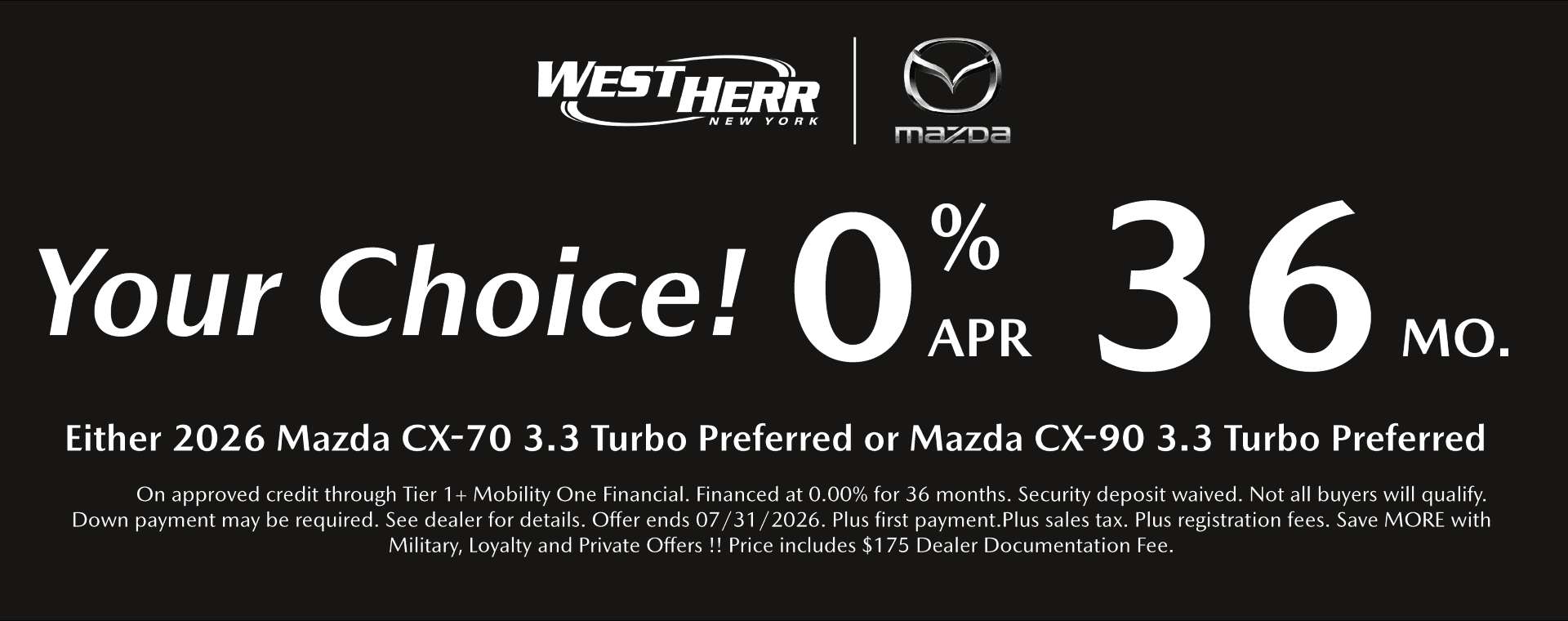 0% for 36 Financing Offer