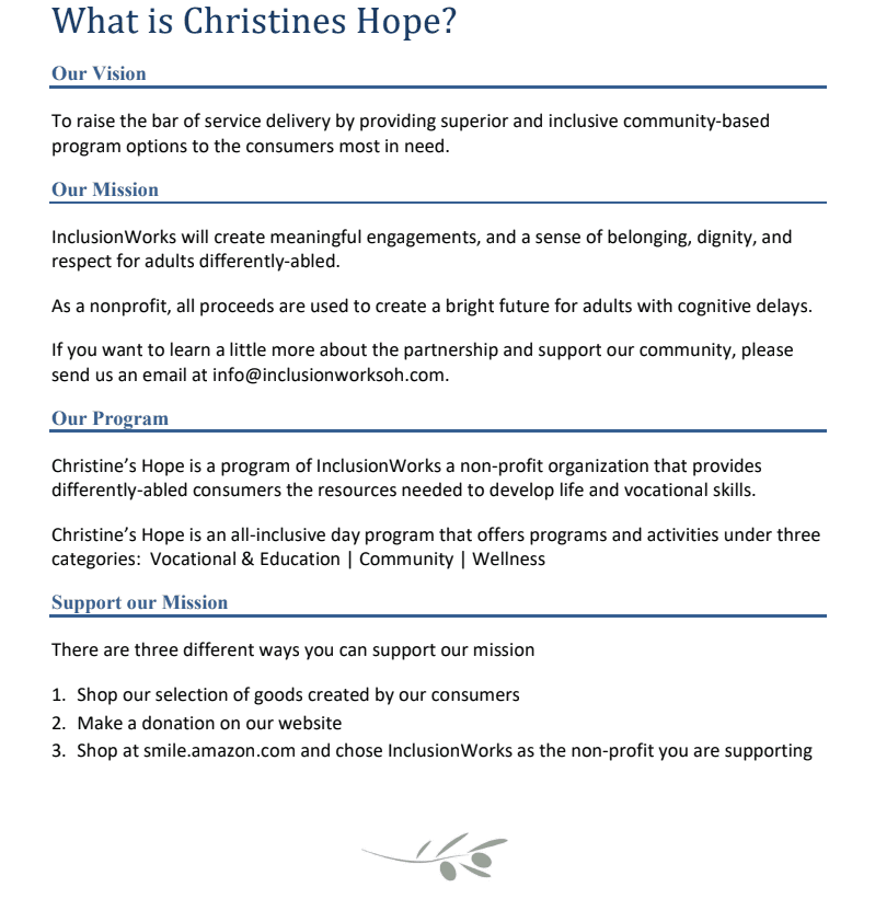 Christine's Hope information