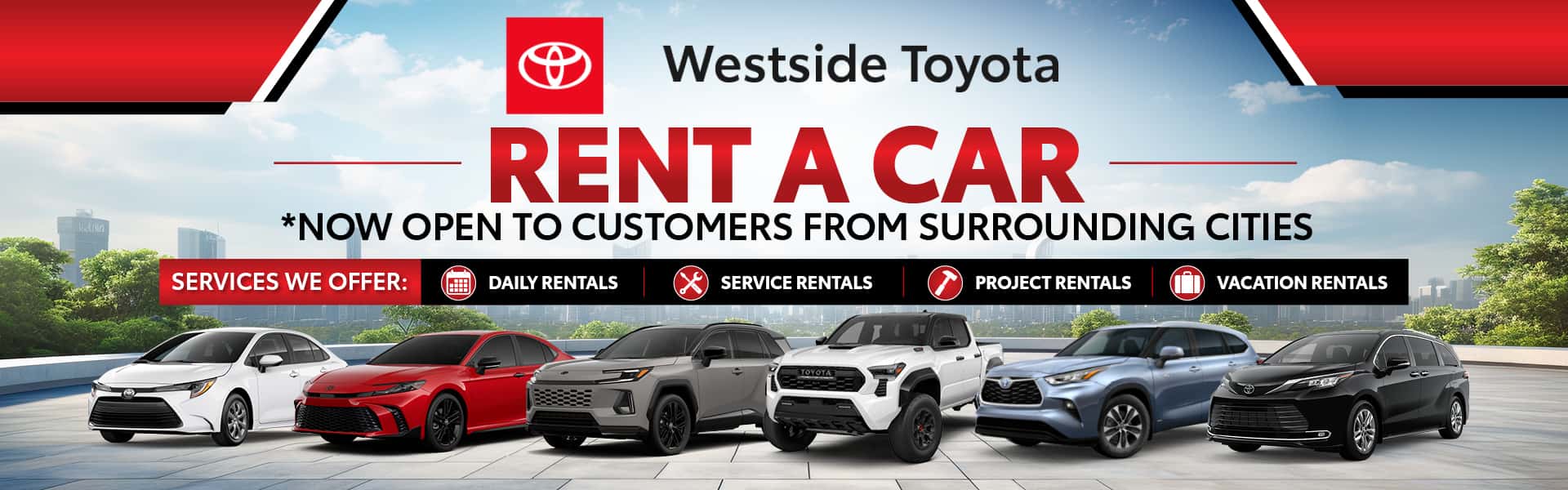 Rent a Toyota Now Open to the Public Evergreen Desktop Slide