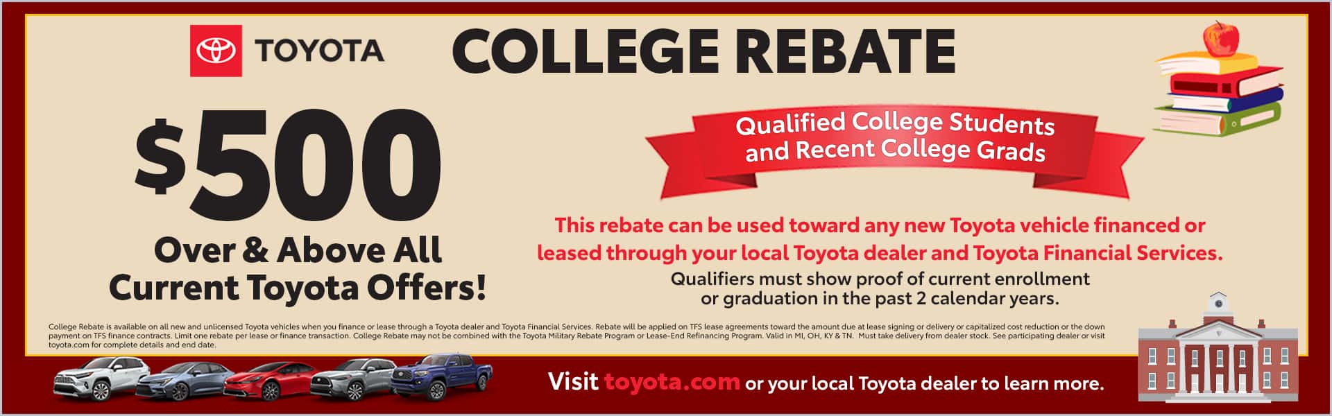 Toyota College Rebate - Desktop OEM Slide