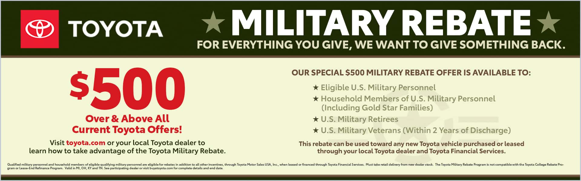 Toyota Military Rebate - Desktop OEM Slide