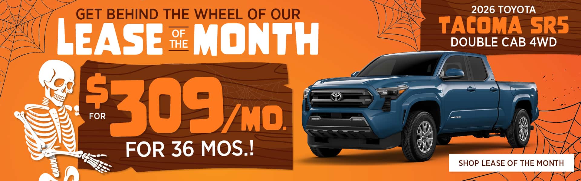 2026 Toyota Tacoma SR5 Double Cab 4WD - October Desktop Lease Slide