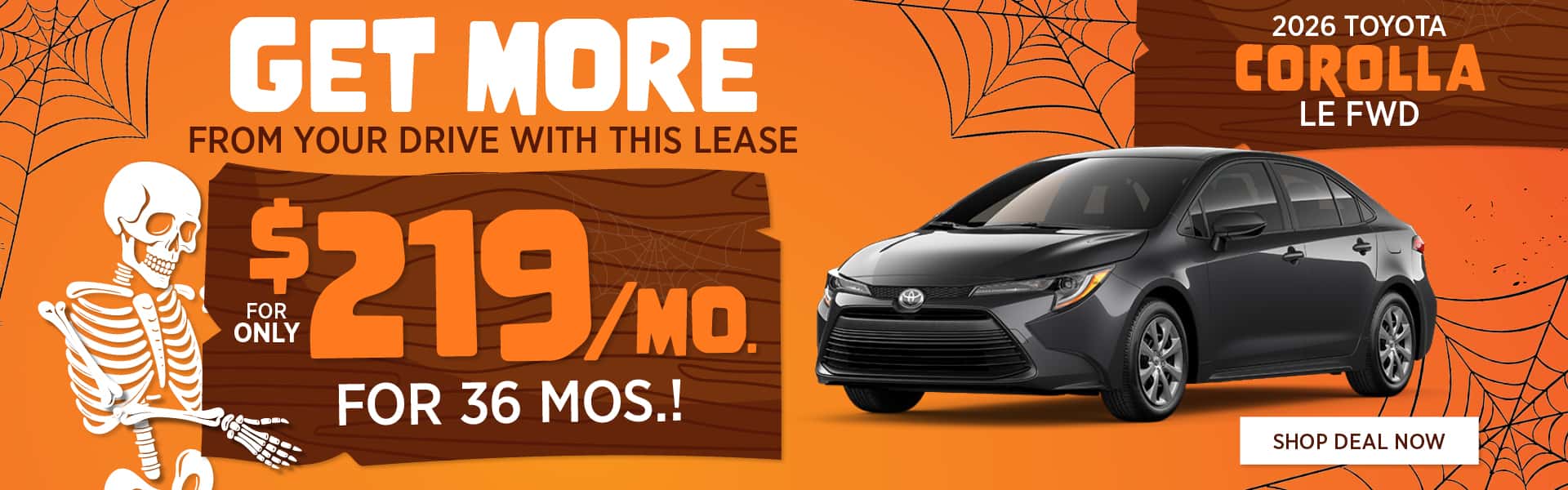 2026 Toyota Corolla LE FWD - October Lease Desktop Slide
